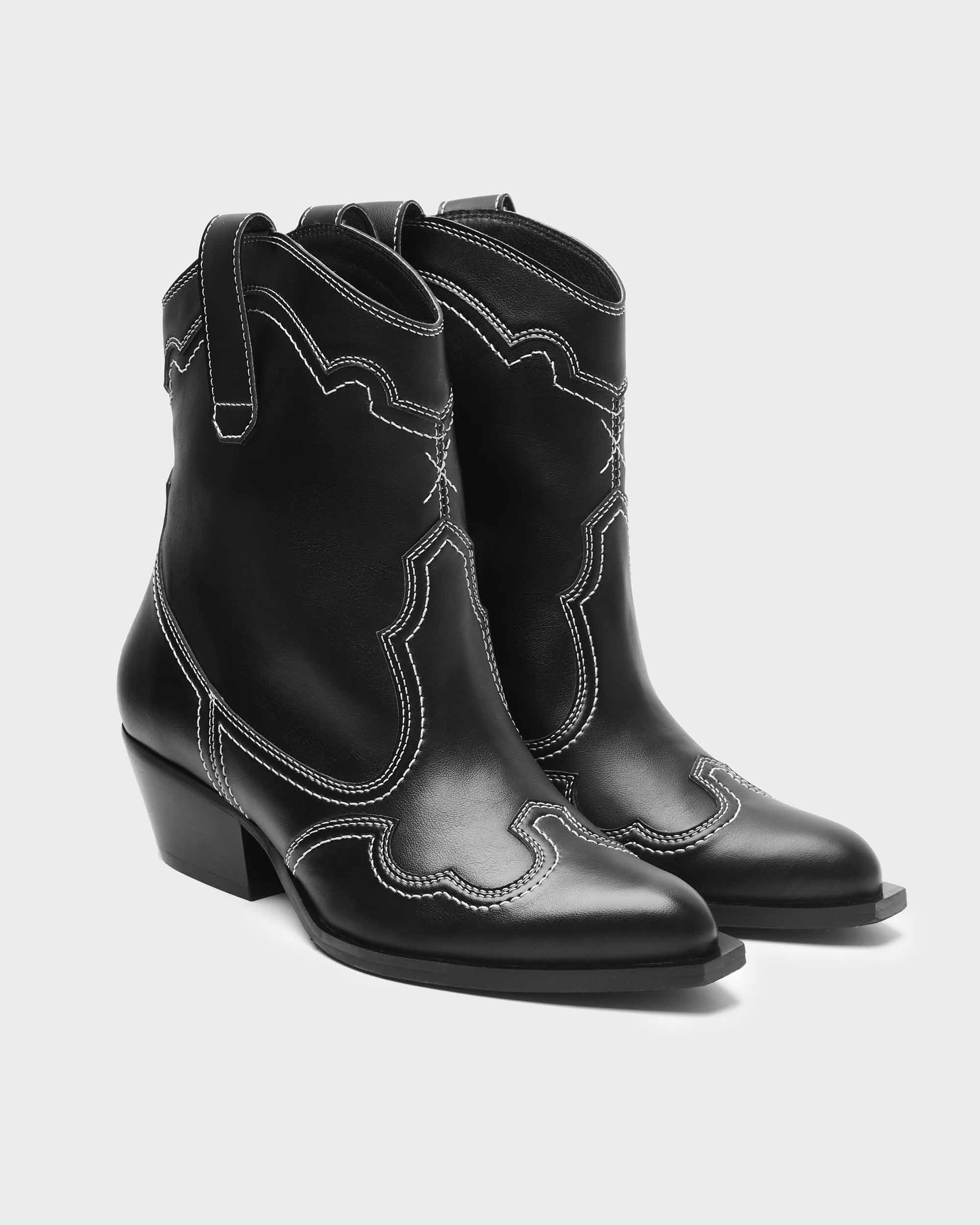 Stitchy cowboy boots black
