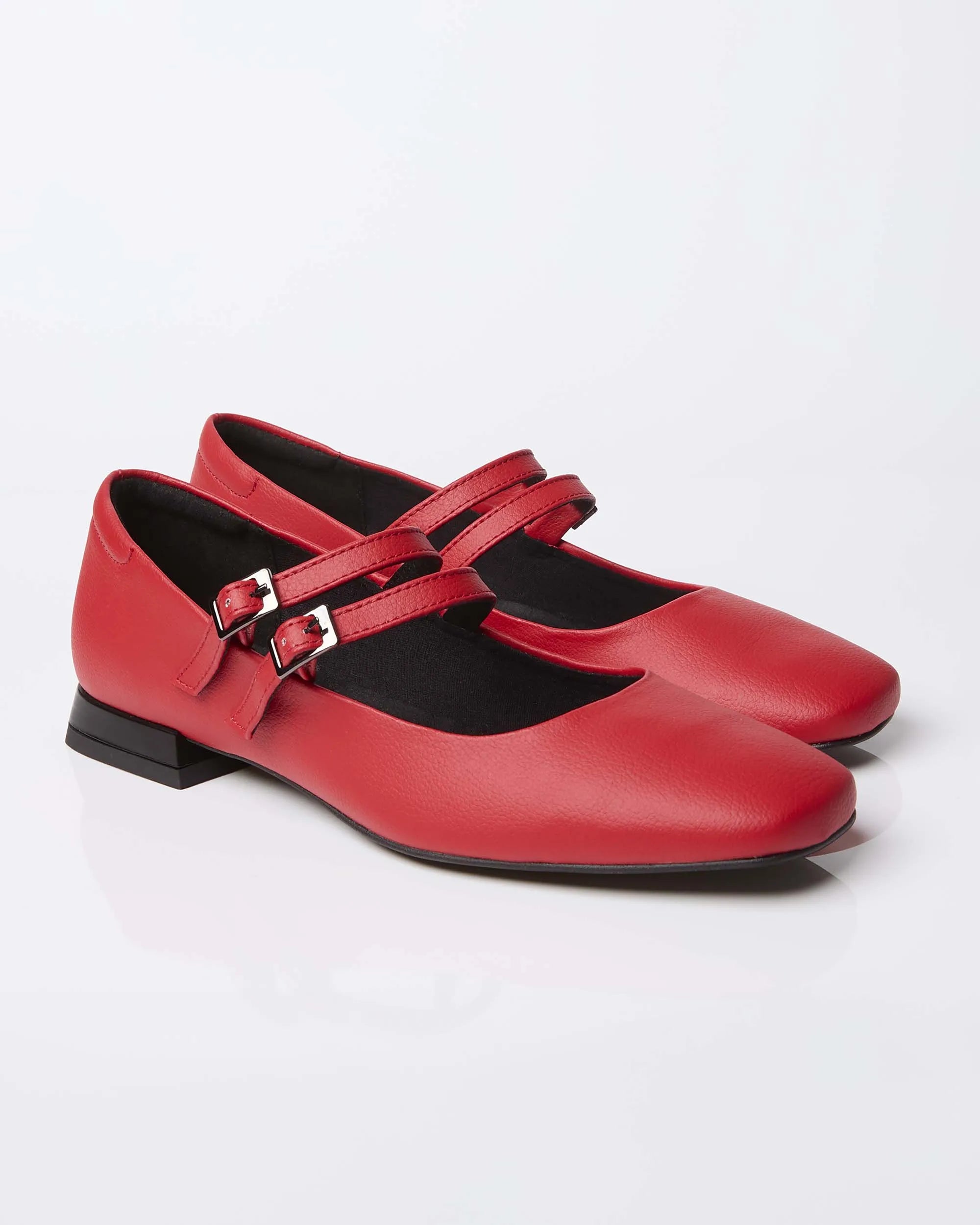 BOHEMA Strawberry Mary Jane Pumps in red - sole detail of women's Mary Jane ballet flats