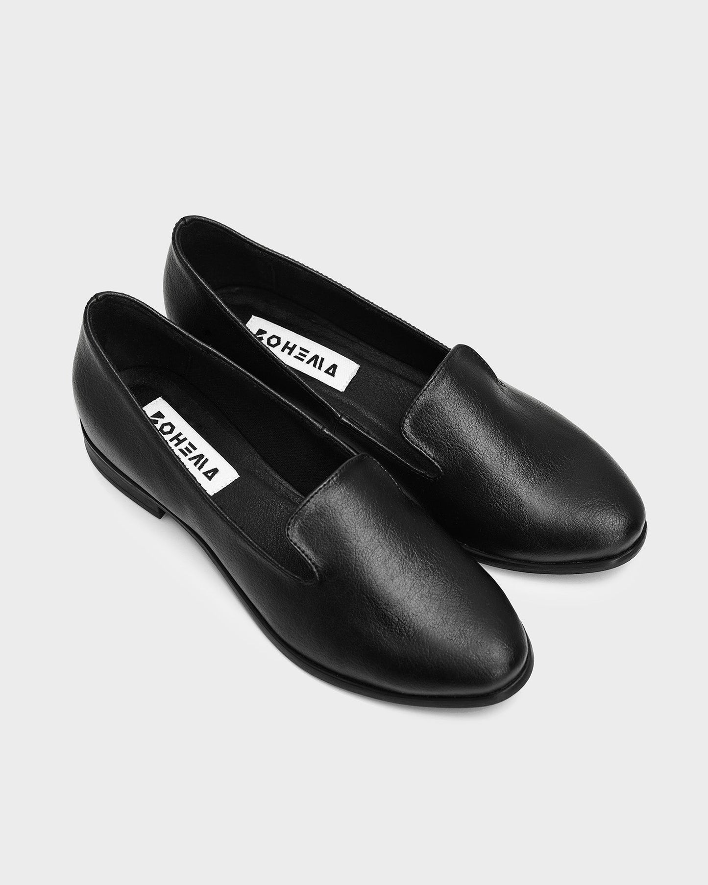 Schwarze Herren-Loafer aus traubenfarbenem Vegea-Leder