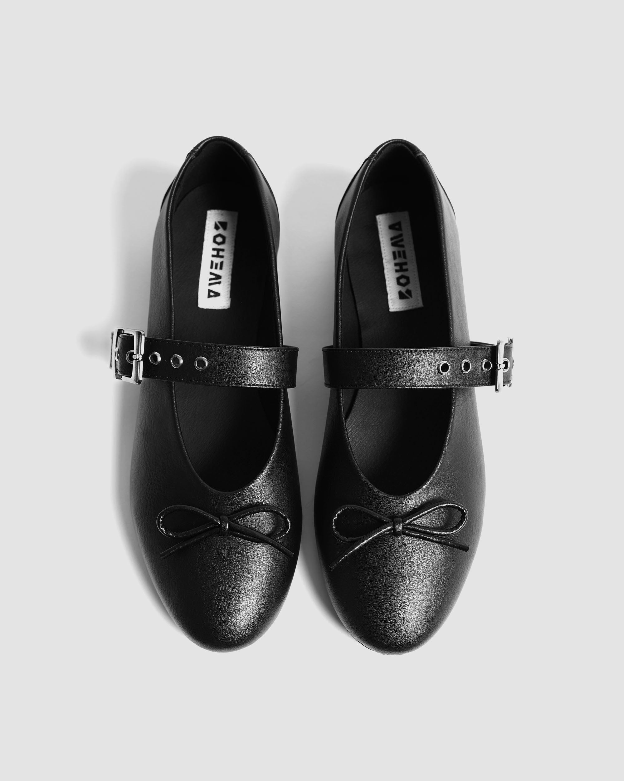 BOHEMA Mara Pumps in black - sole detail of women's ballet flats with strap