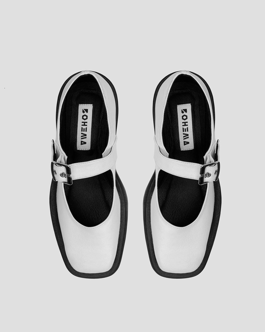Squared Mary Jane Pumps White made of Vegea grape leather - sample sale