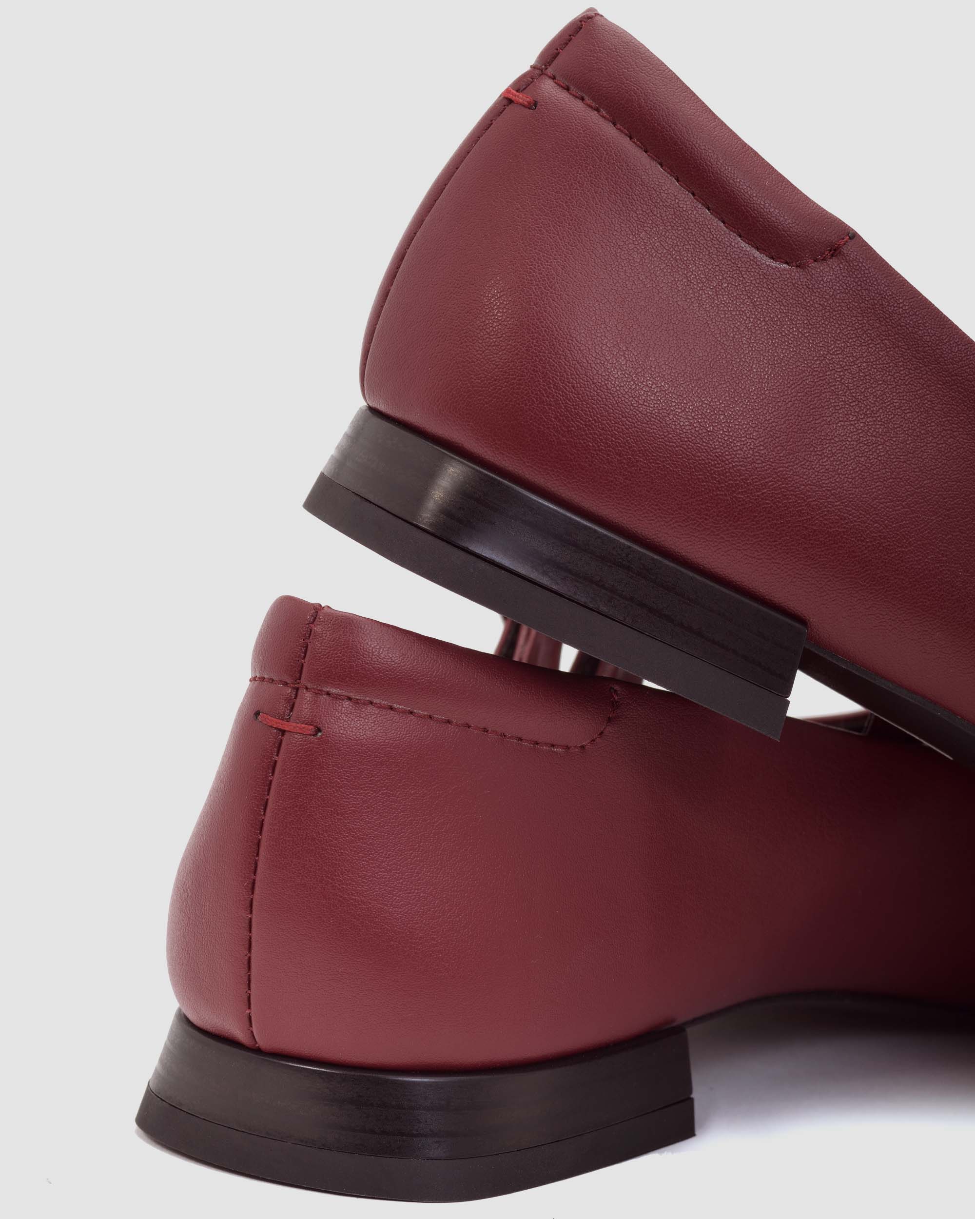 BOHEMA Cherry Mary Jane Pumps in burgundy - sole detail of women's Mary Jane ballet flats