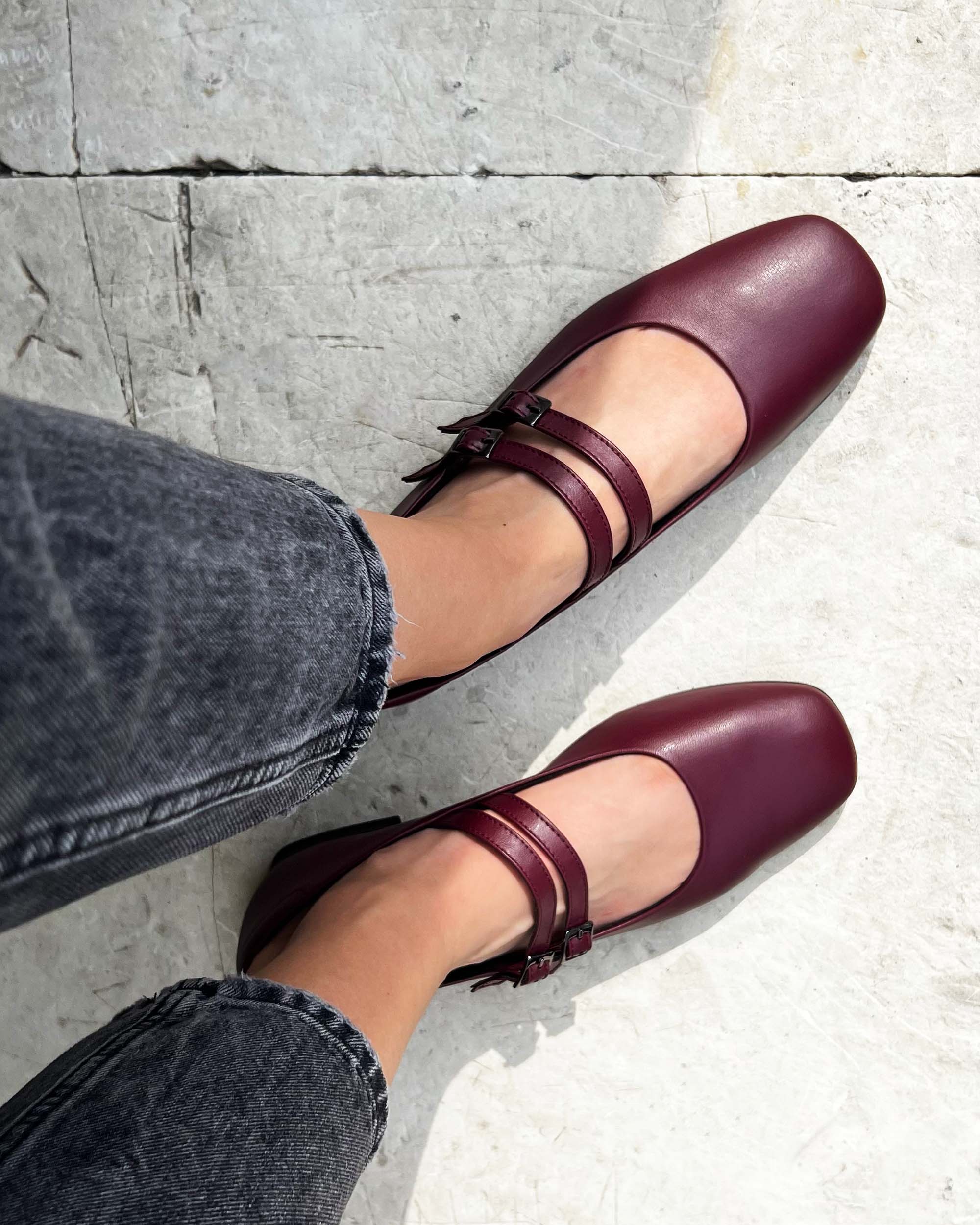 Cherry Mary Jane Pumps burgundy ballerinas