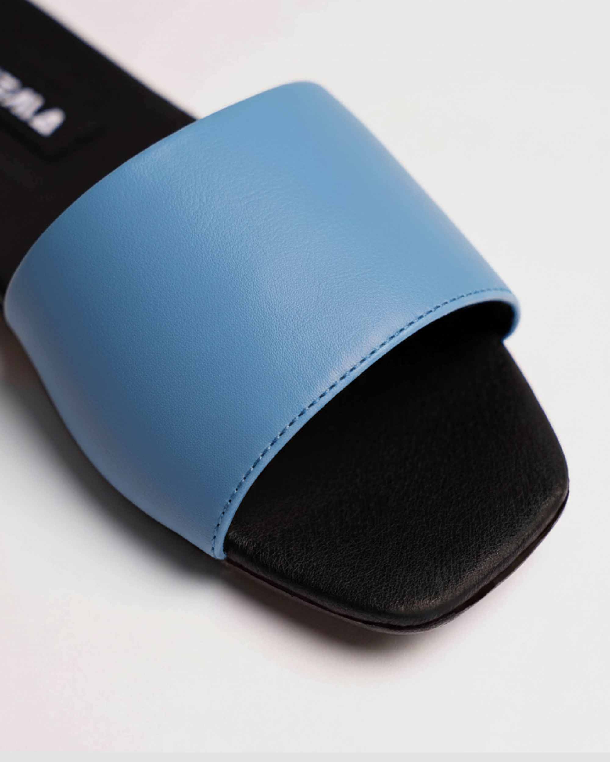 Mellow Slides Shoes Baby Blue, Vegan Corn Leather, Women's