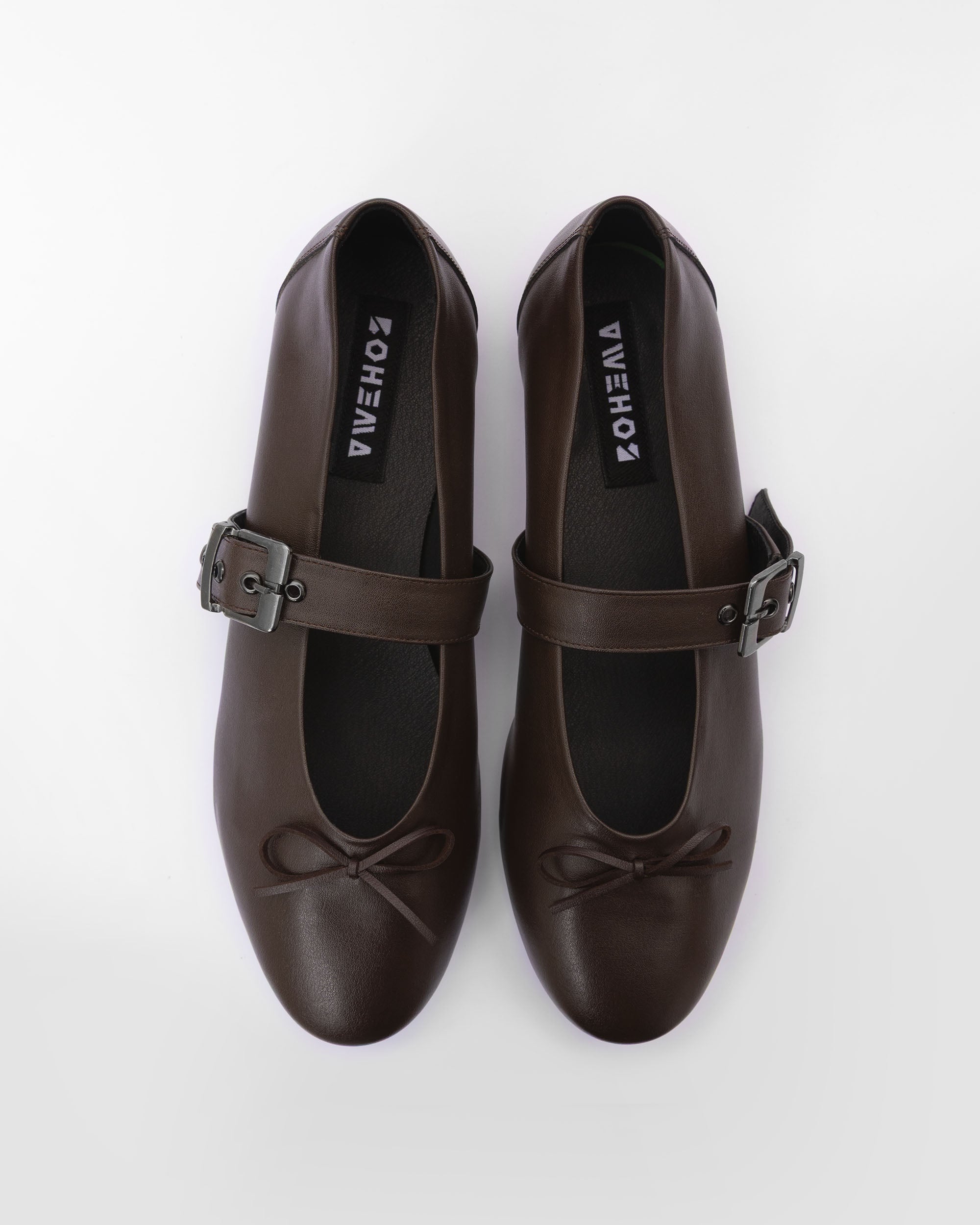 Mara Pumps chocolate ballet flats with a strap