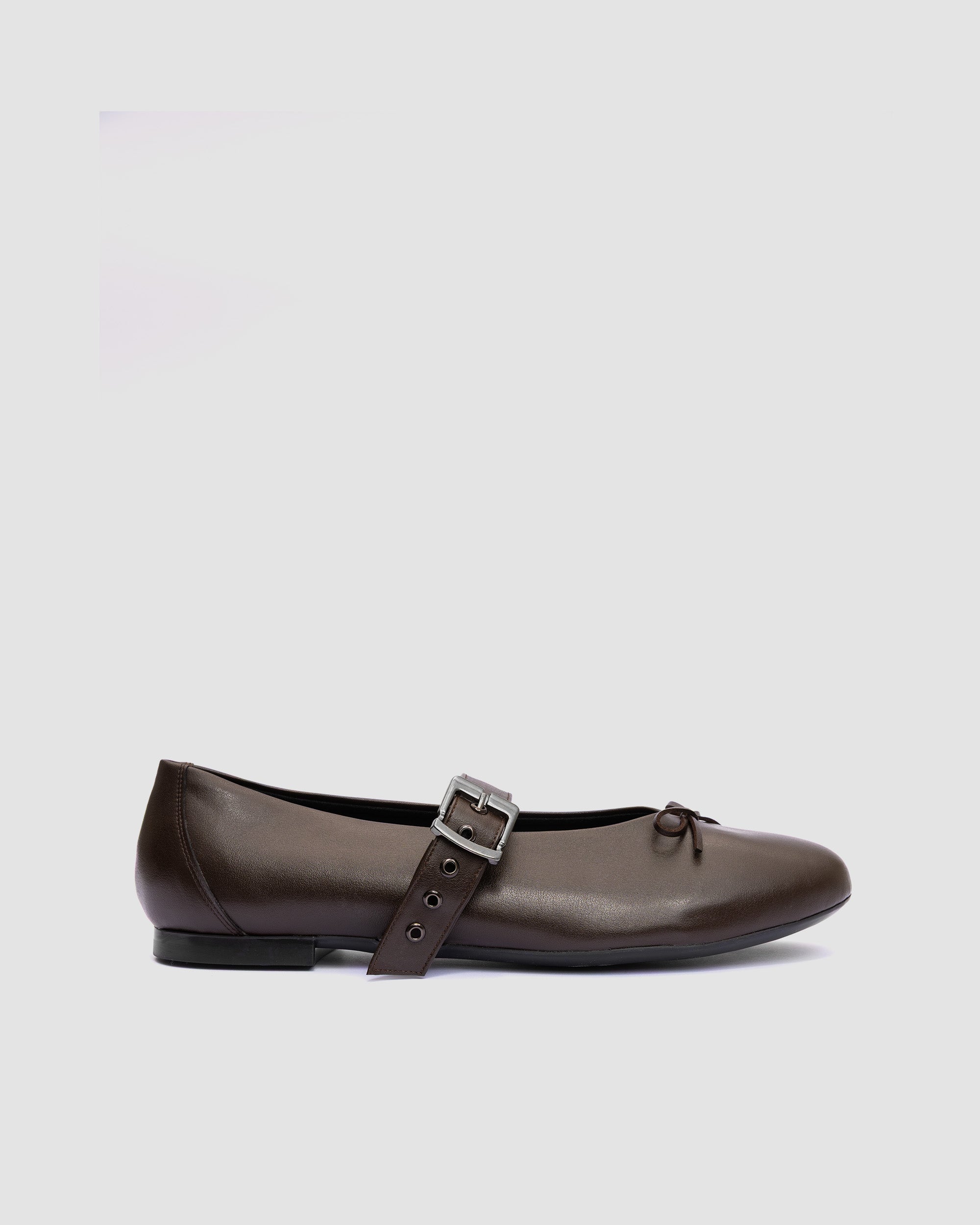Mara Pumps chocolate ballet flats with a strap