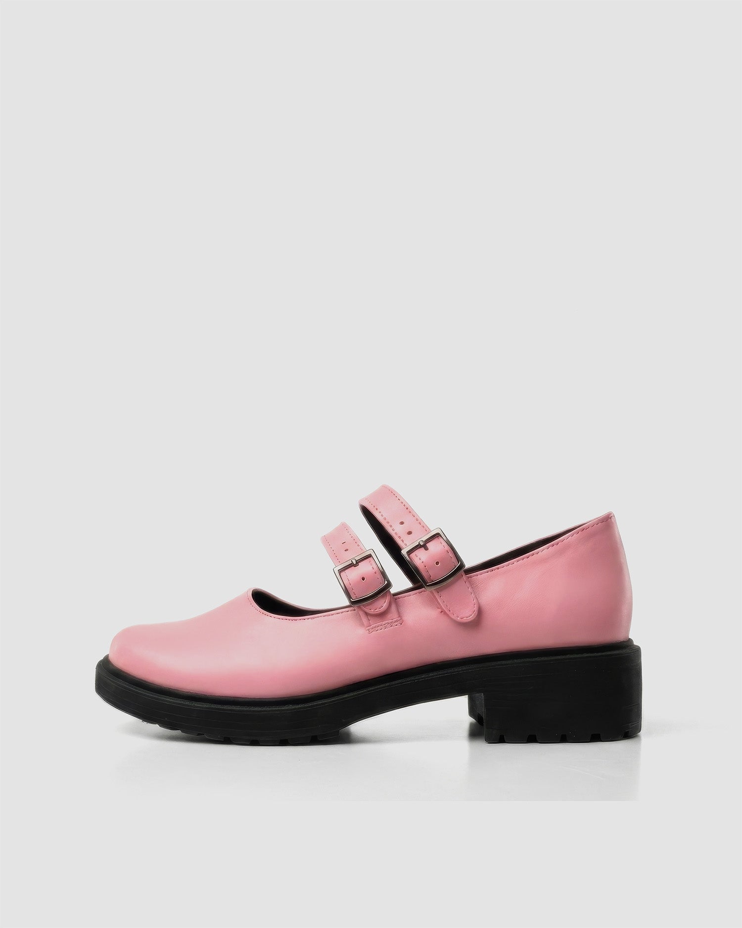 Twin Mary Jane Pink Viridis corn leather ballerinas with double strap, front
