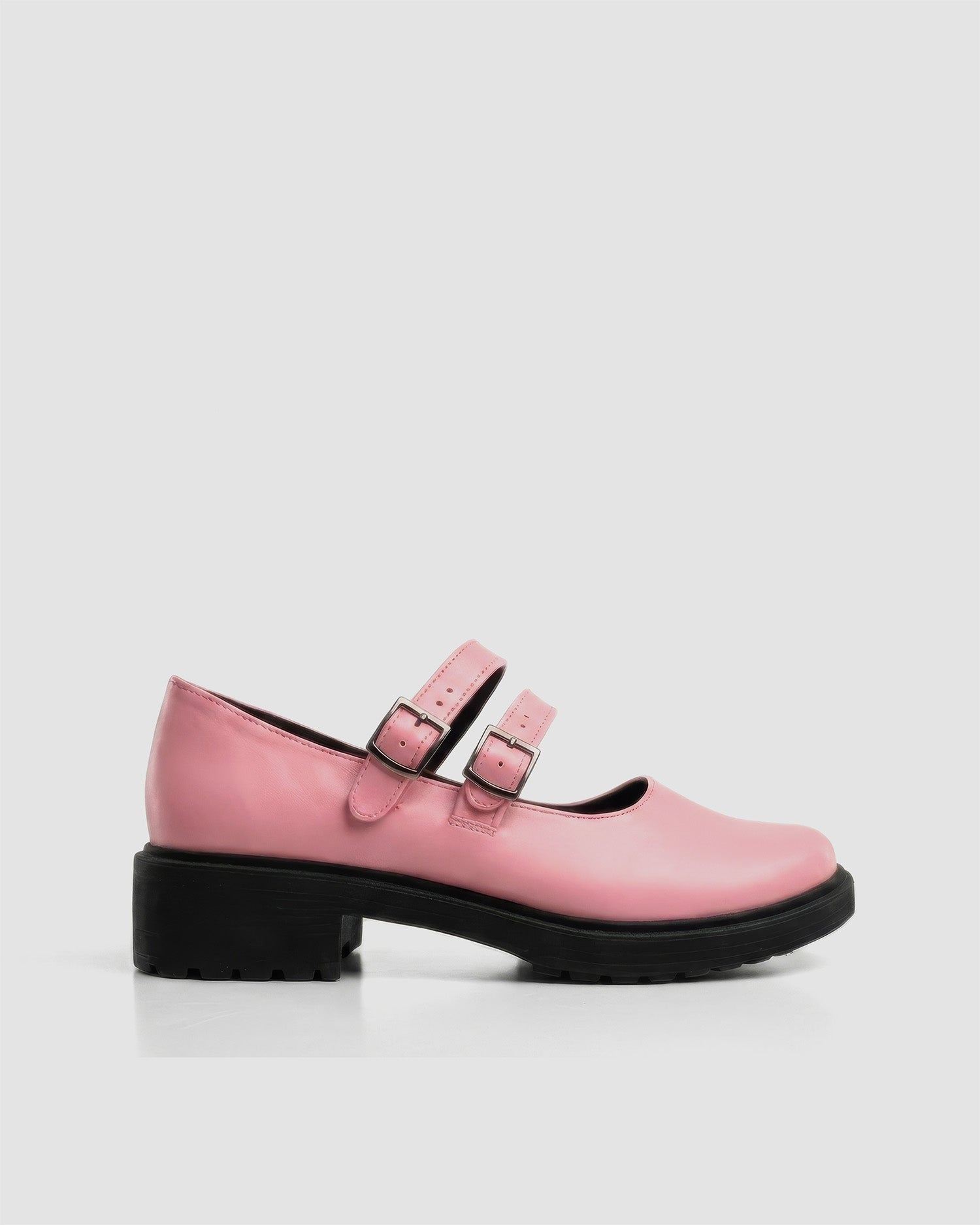 Twin Mary Jane Pink ballerinas, side view material detail
