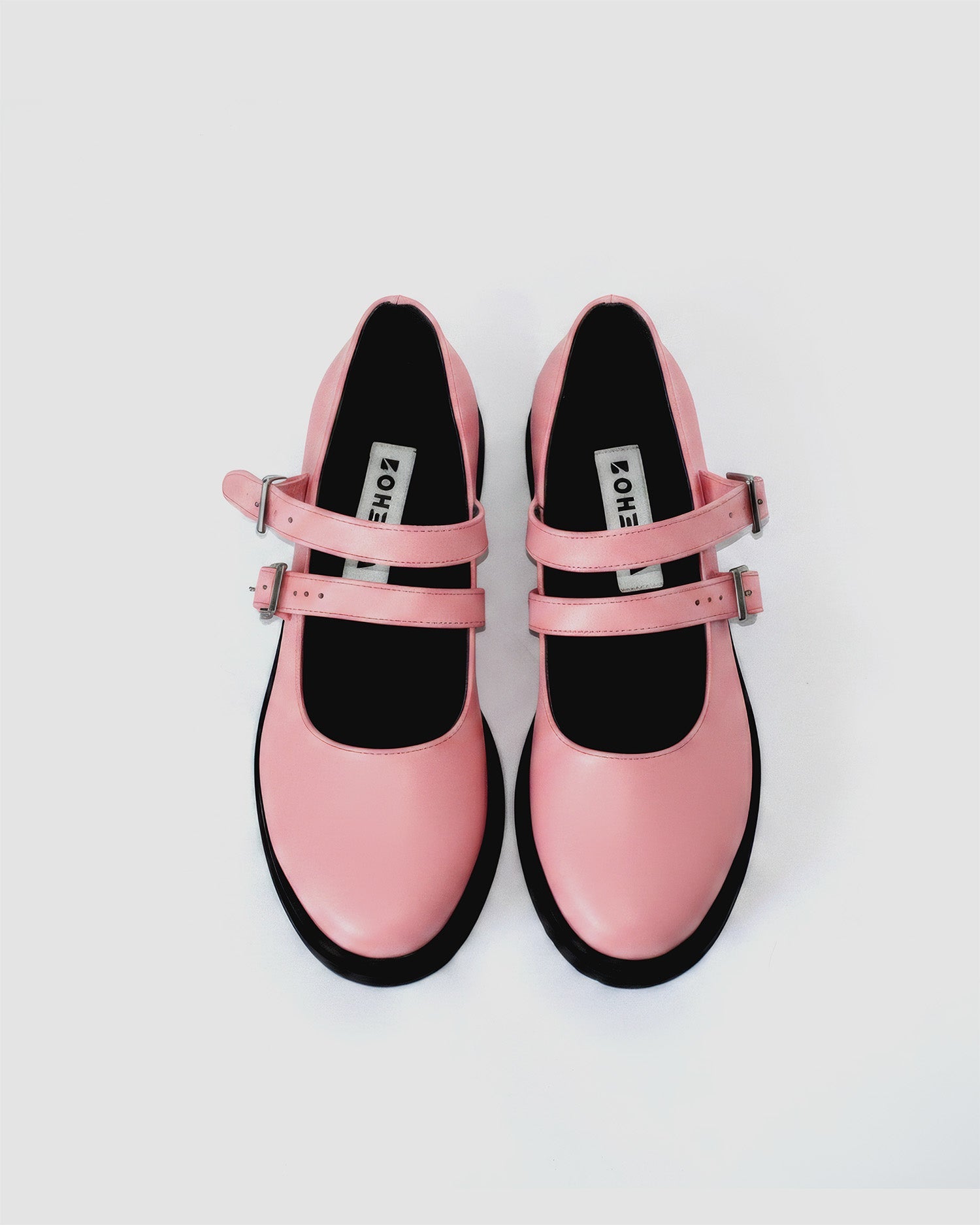 Twin Mary Jane Pink vegan ballerinas, on model styling