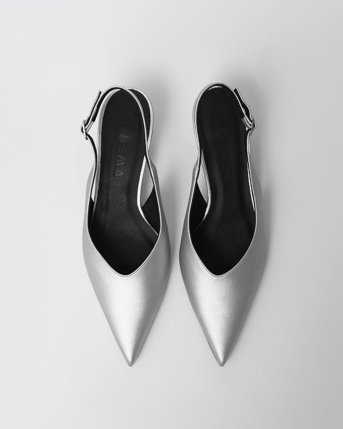 Kitten Heels Silver pointy toe pumps