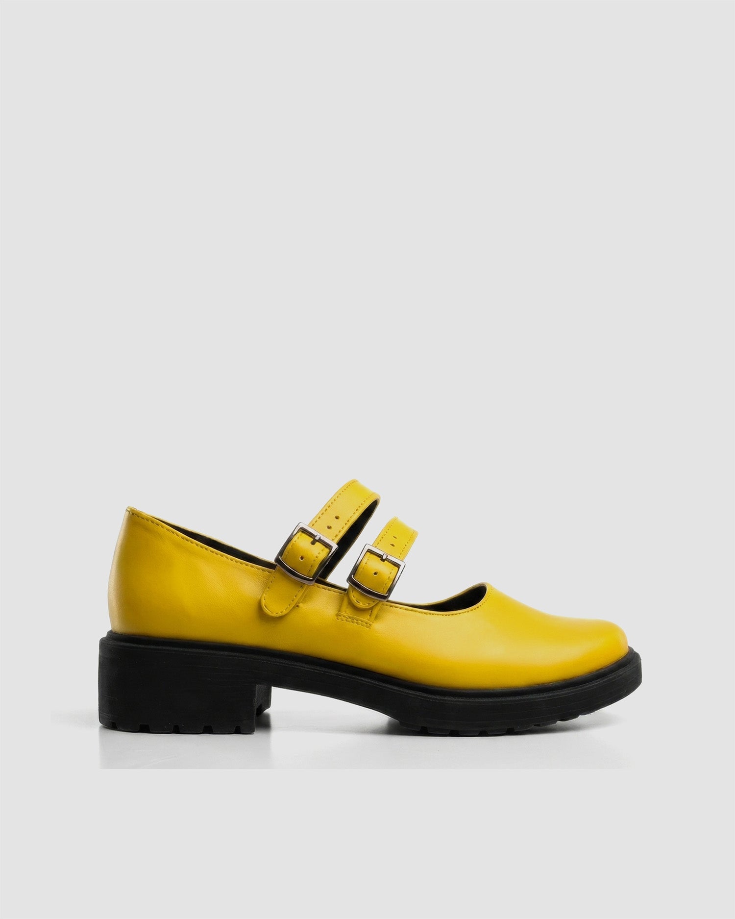 Twin Mary Jane Yellow grape leather ballerinas, back view