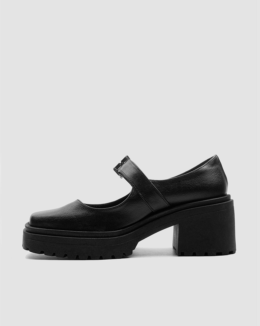 BOHEMA Squared Mary Jane Pumps in black - top view of women's Mary Jane ballet flats