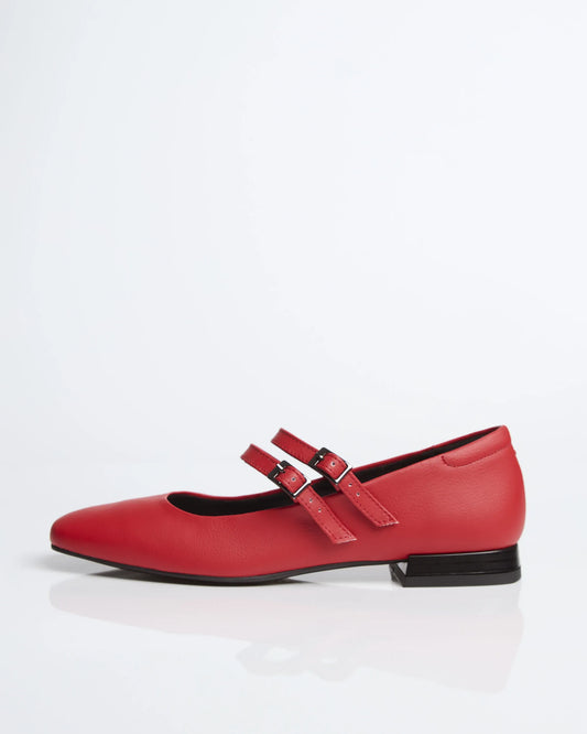 Strawberry Mary Jane Pumps red pumps made of grape-based vegan leather
