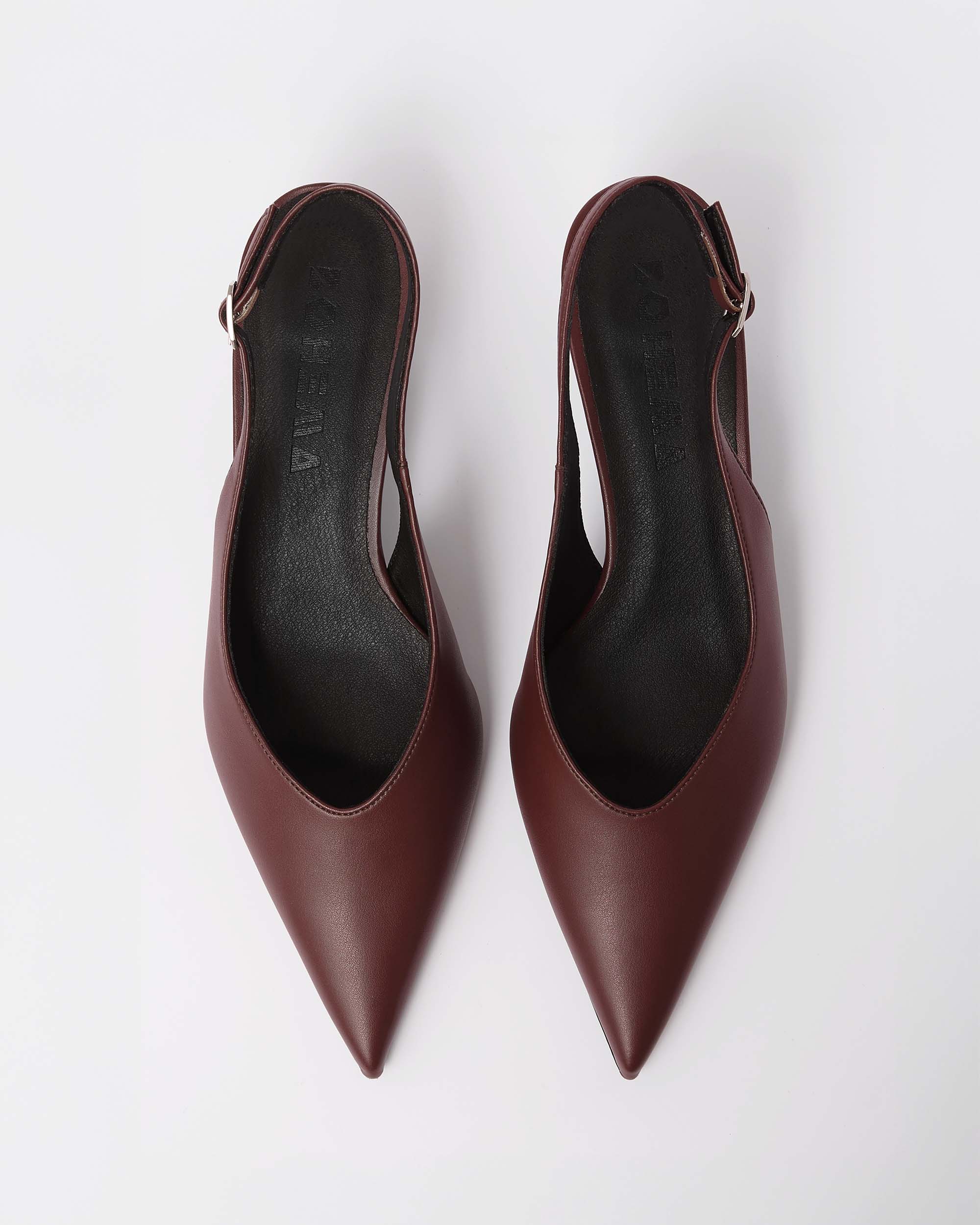 Kitten Heels Burgundy pointy toe pumps