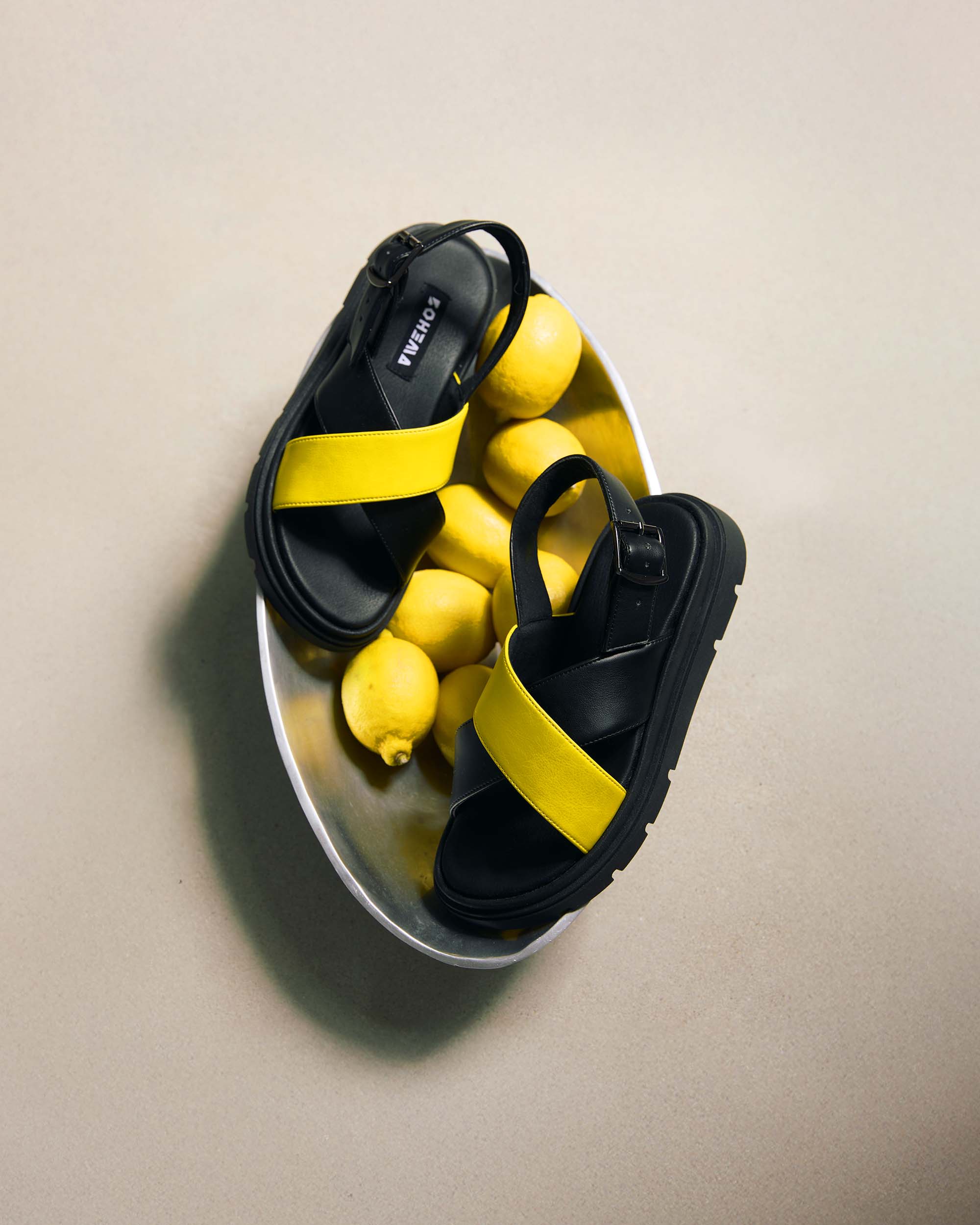 Glare Sandals Lemon made of vegan corn leather