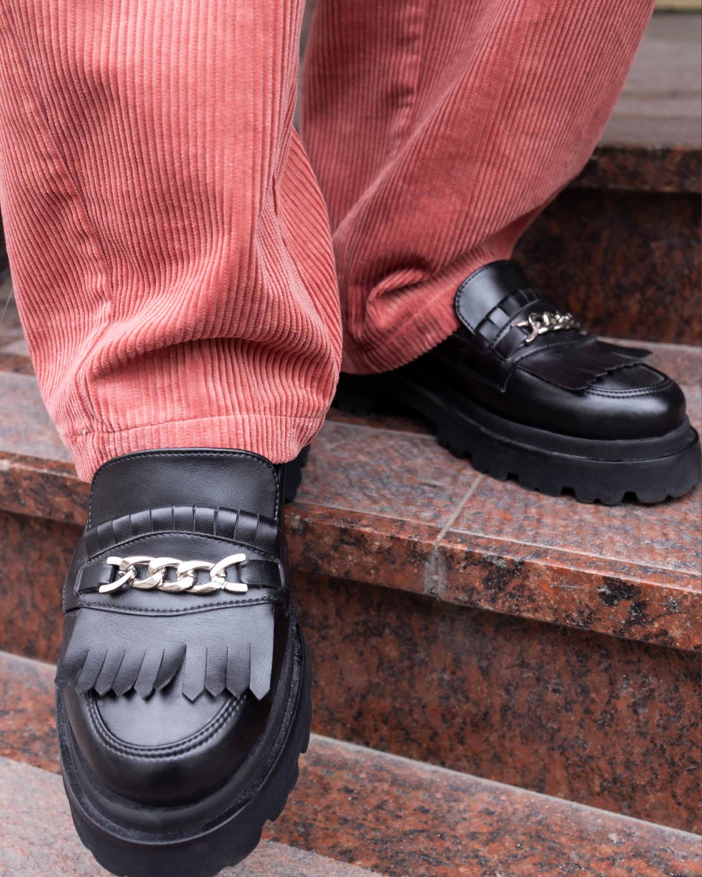 Chunky Loafers Black Grape Leather Loafers