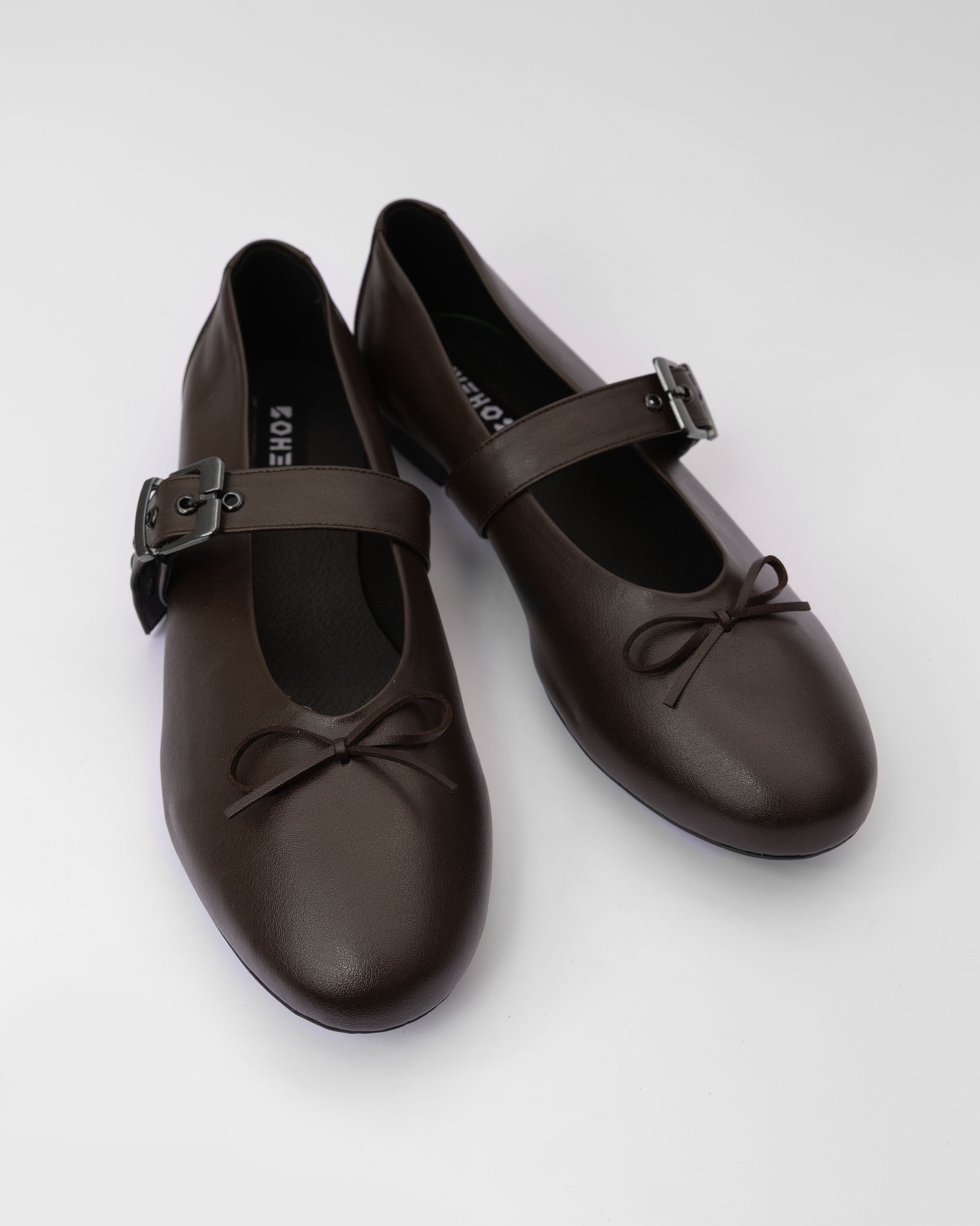 Mara Pumps chocolate ballet flats with a strap