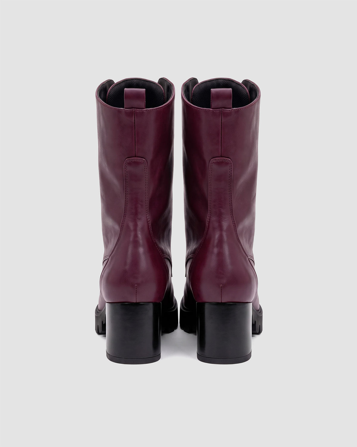 BOHEMA High Boots Burgundy - burgundy women's lace-up boots made from grape plant leather, back view