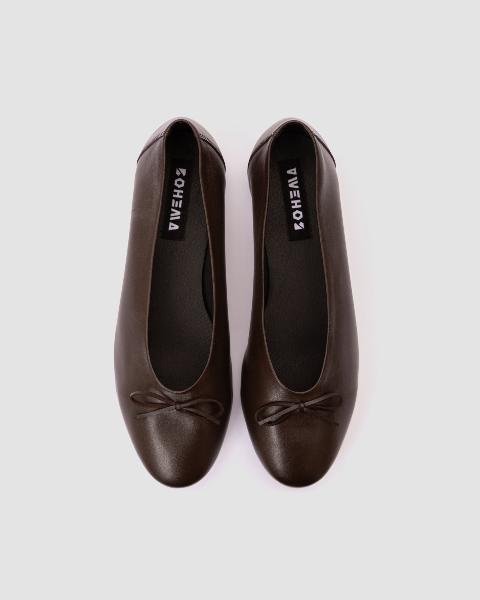 Mossy Pumps Chocolate brown ballet flats with a bow