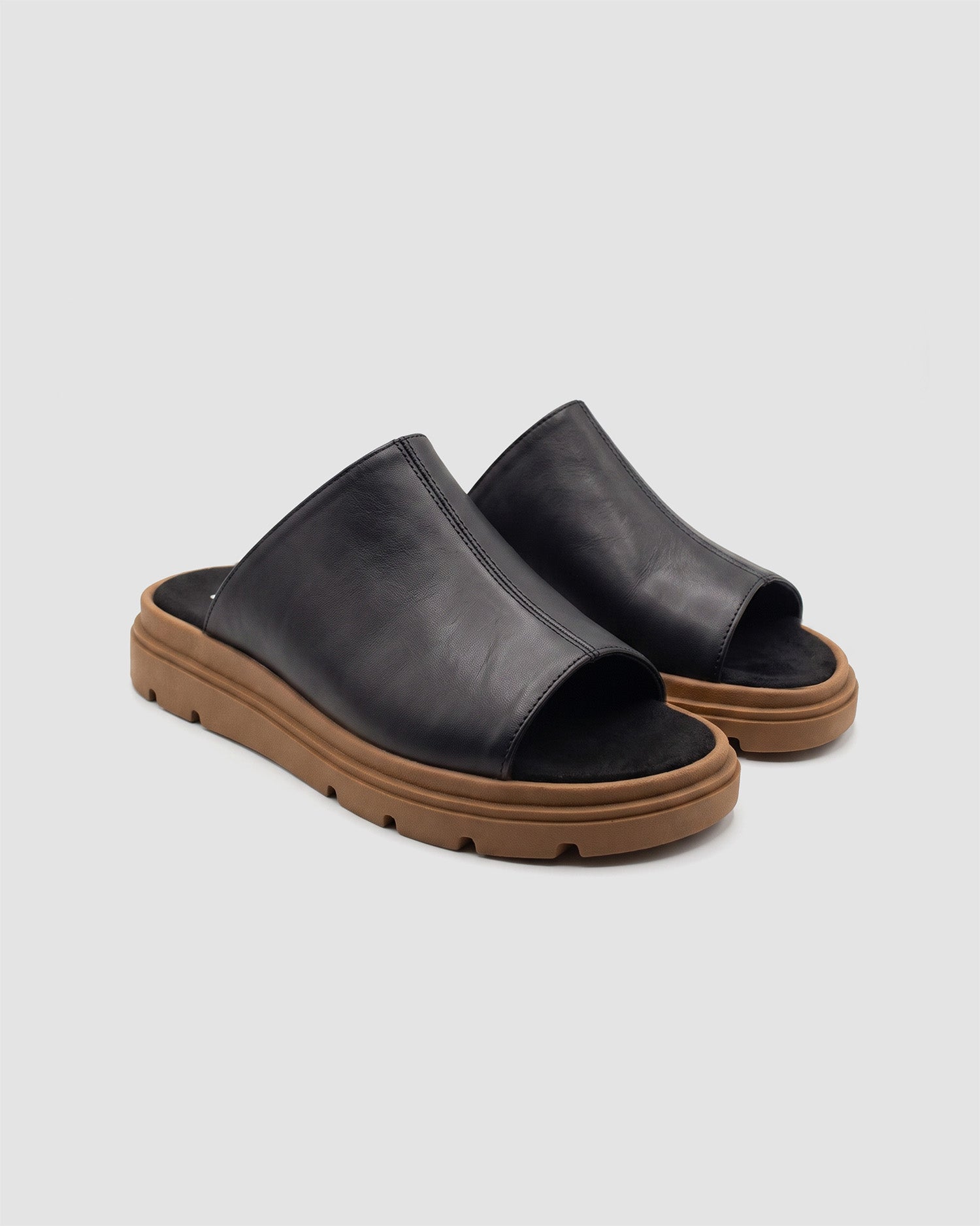 Kado Slides Black & Beige, Vegan Corn Leather, Women's