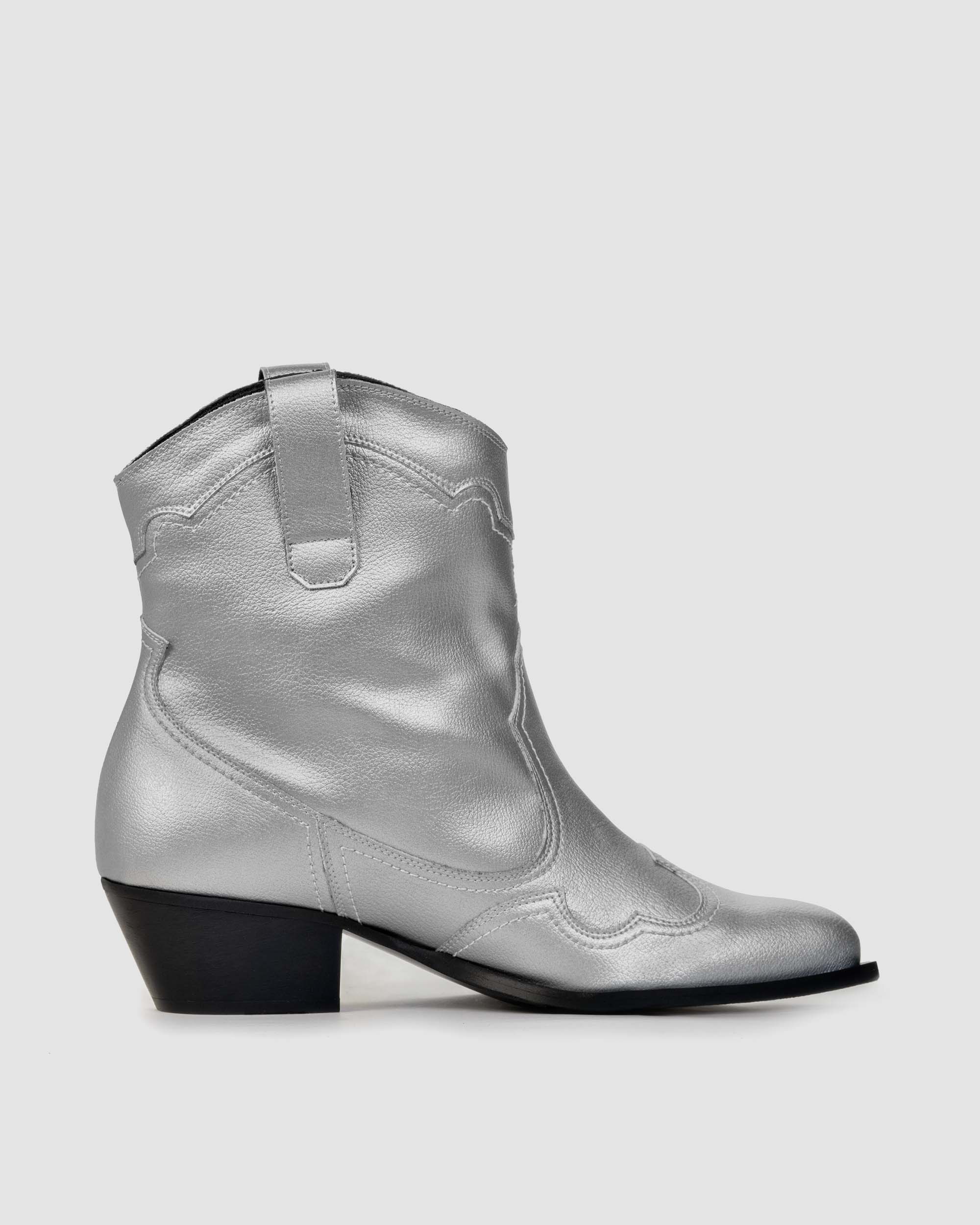 Metallic stitchy cowboy boots