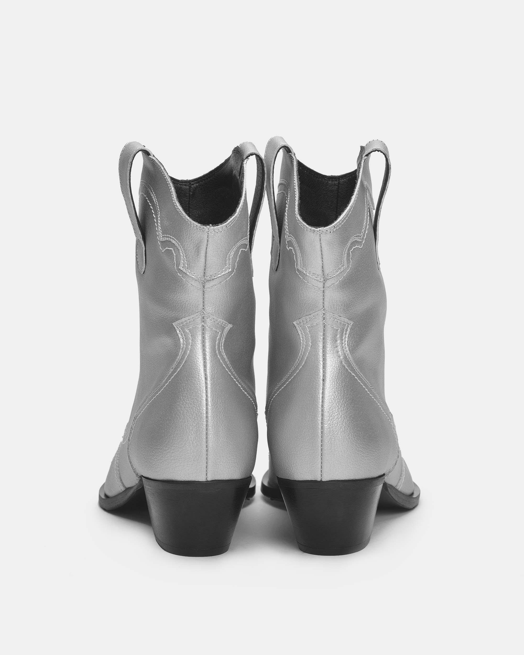 Metallic stitchy cowboy boots