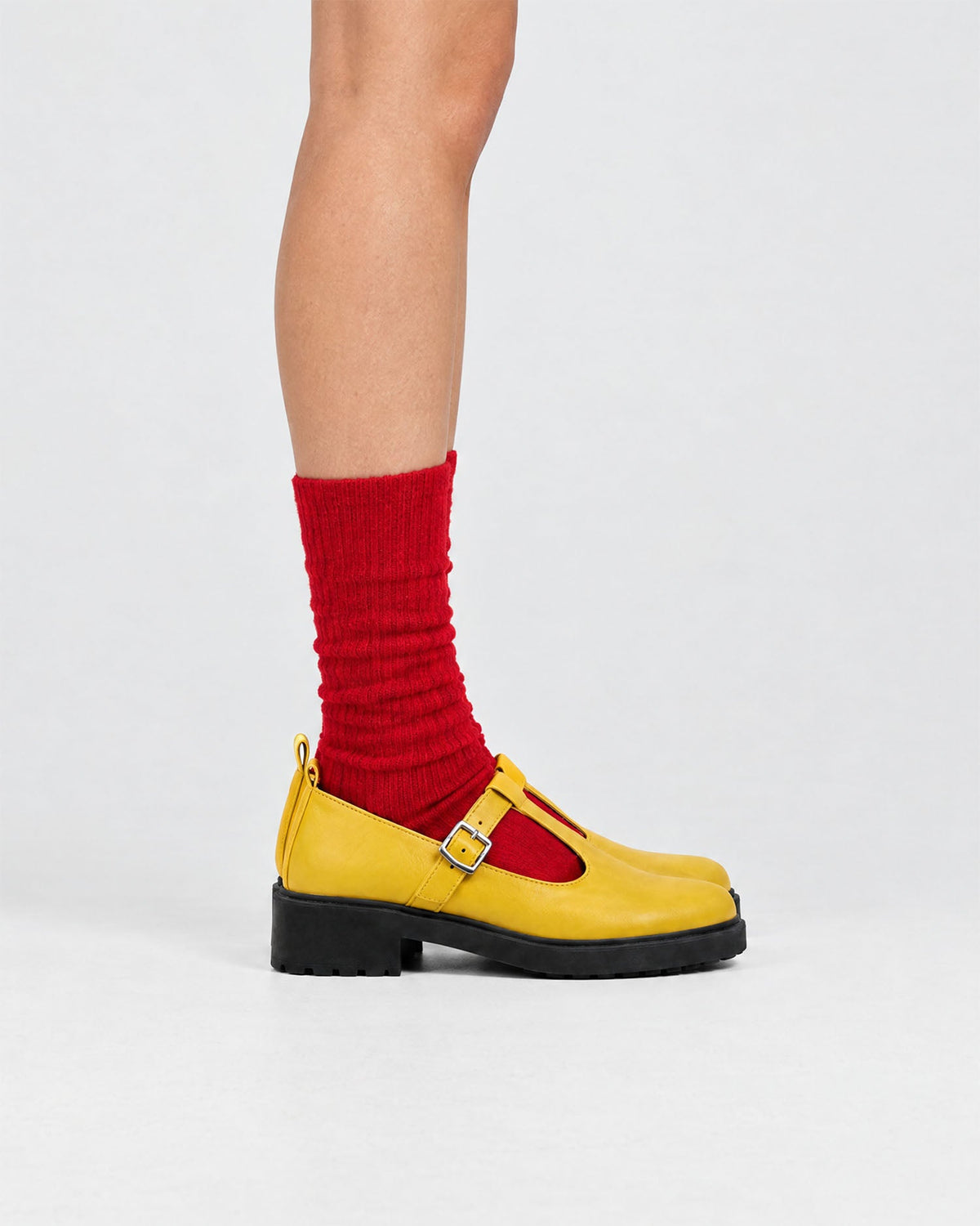 Yellow Mary Jane shoes women, vegan leather with strap, Curtsy BOHEMA