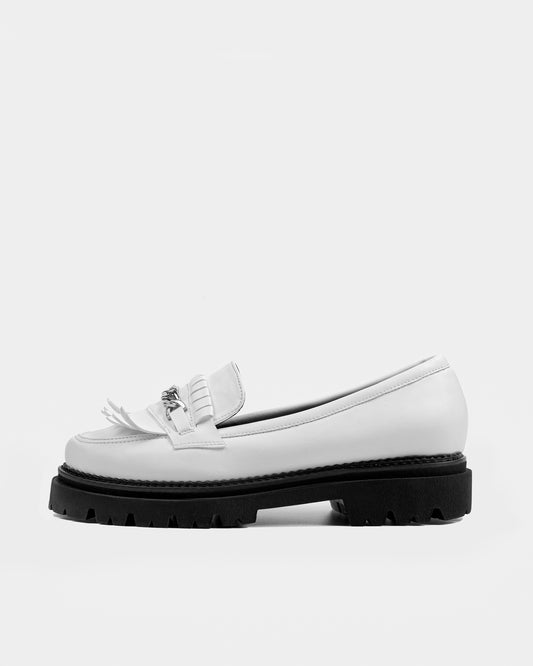 Chunky Loafers White Grape Leather Loafers