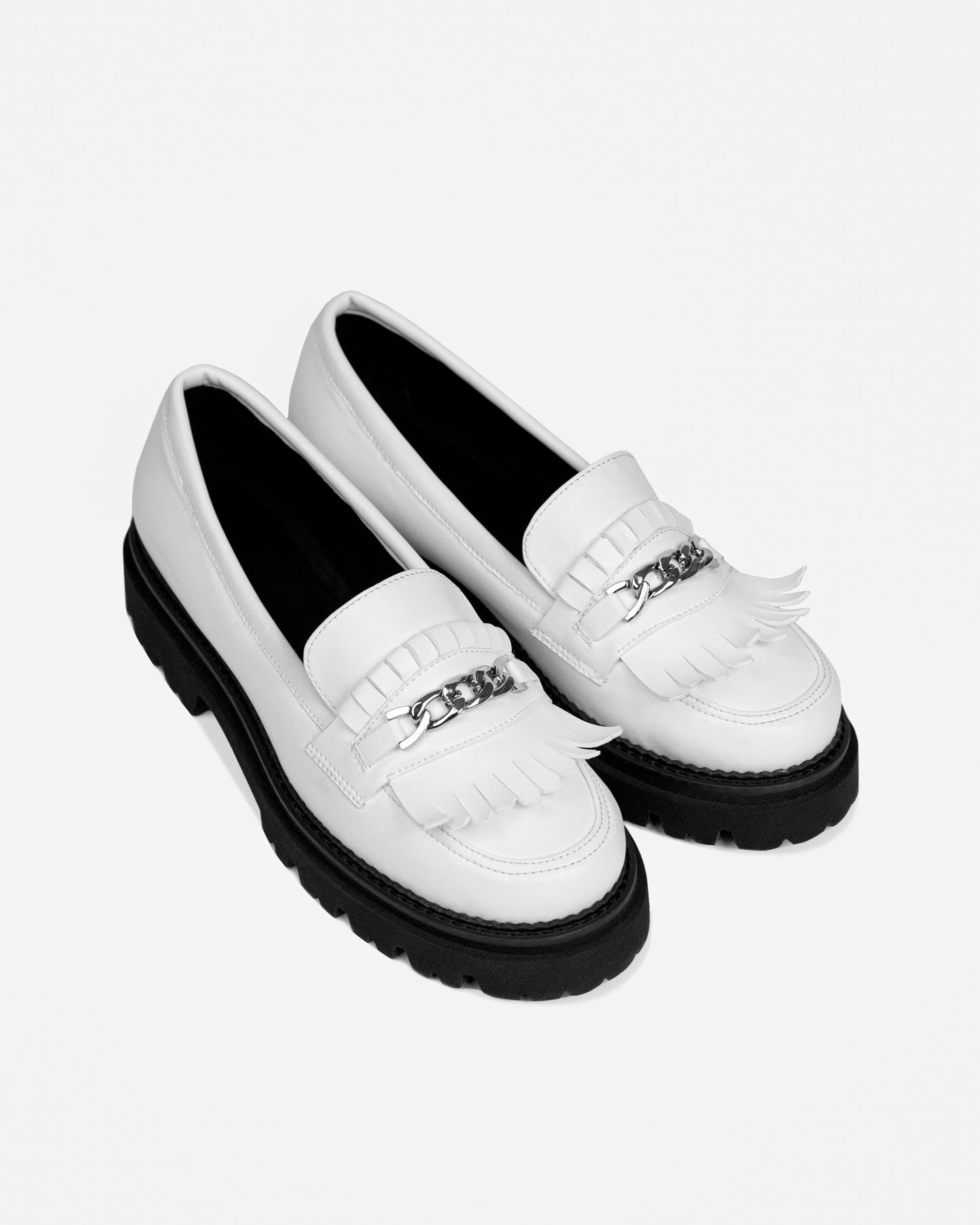 Chunky Loafers White Grape Leather Loafers